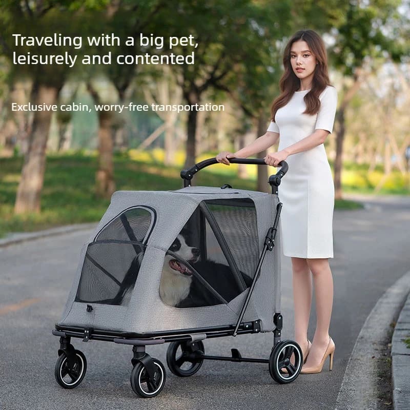 Pet Stroller Carrier Cart Large Dog Carrier Foldable Cat Carrier Senior Pet Travel Bag Injured Portable Outdoor Casual Daily