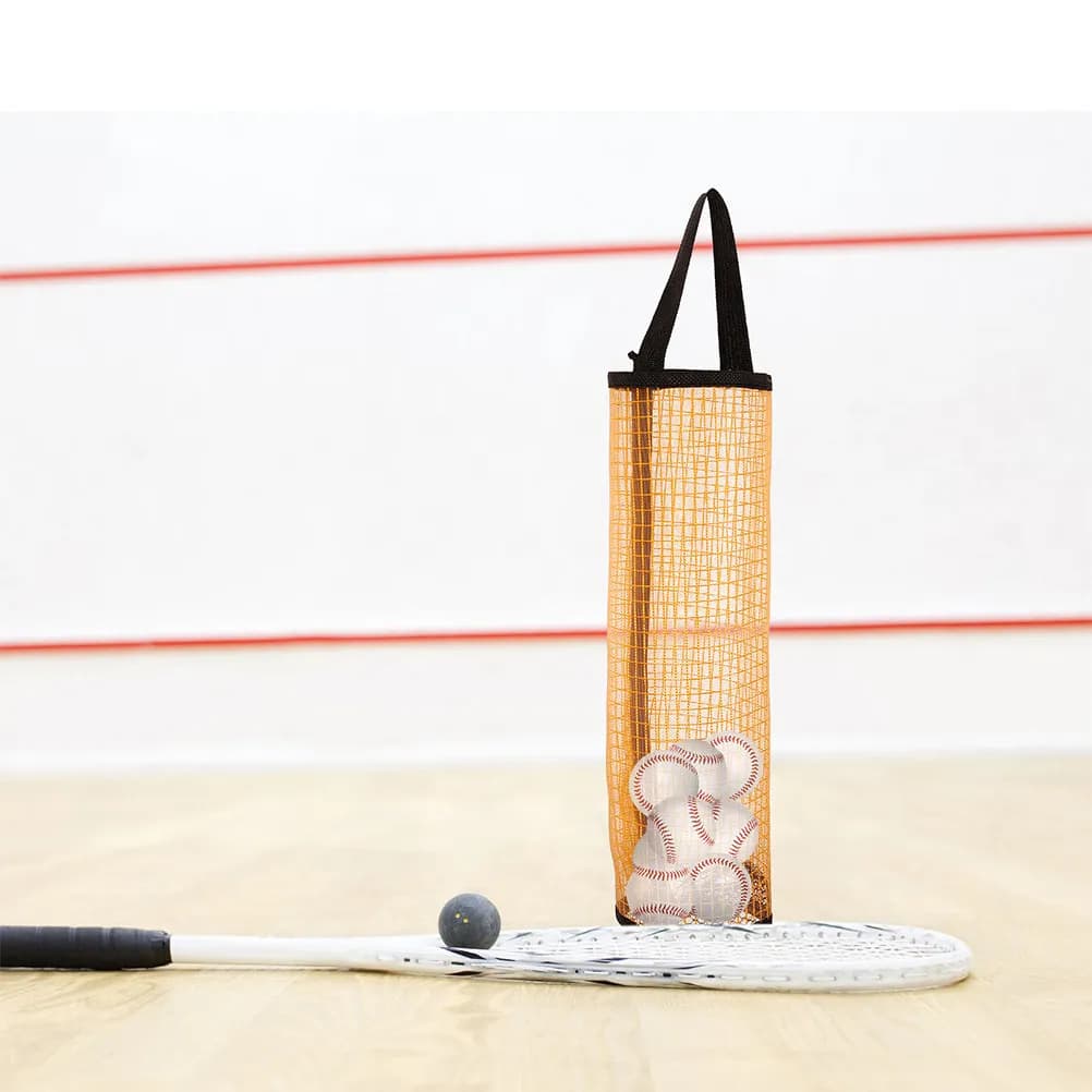 2 Pezzi Borsa Porta Accessori da Tennis in Rete di Nylon Resistente, Supporto da Parete per Palline da Tennis, Pickleball e Squash, Facile da Montare