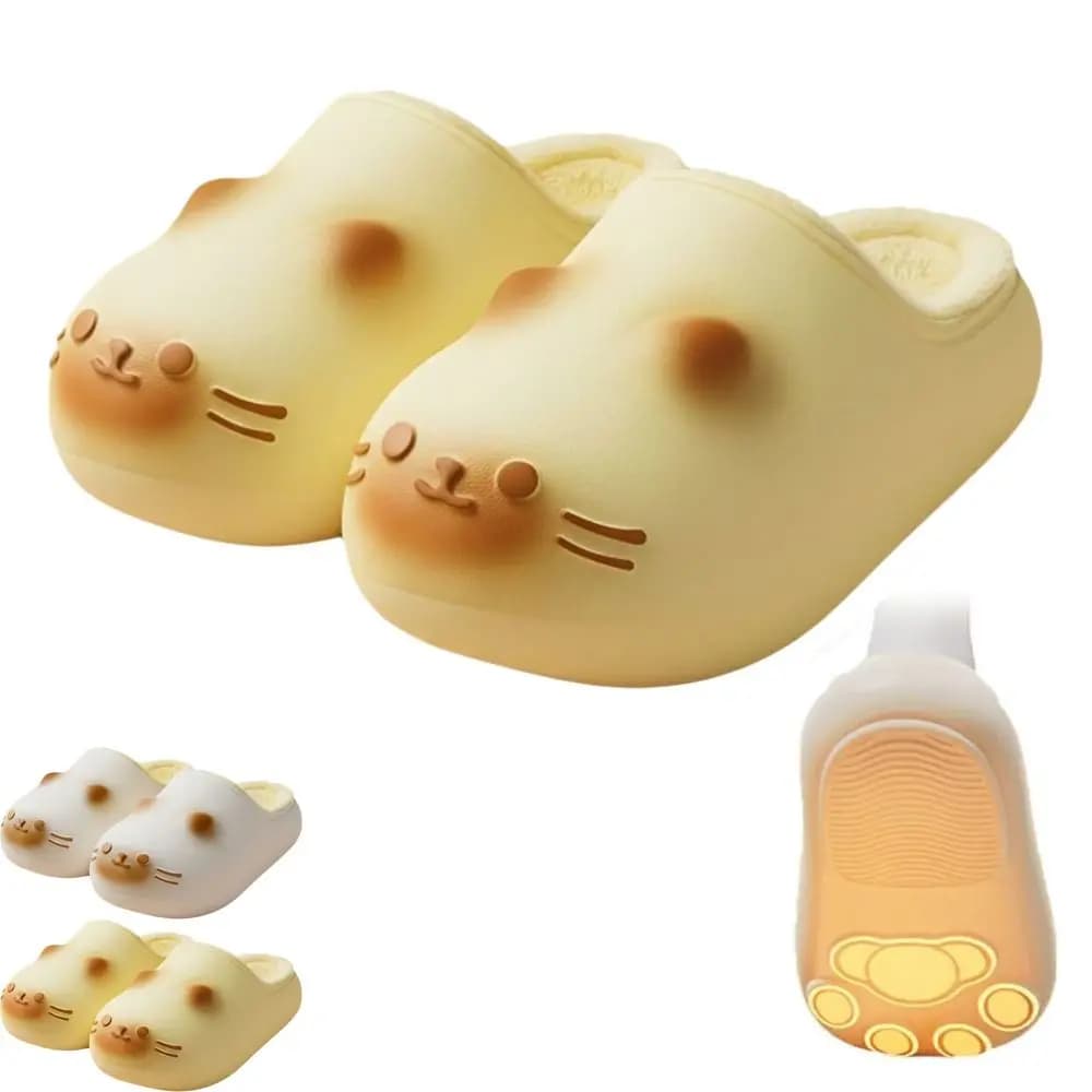 Adorabili pantofole impermeabili per gatti Calde ciabatte per gattini con punta chiusa Pantofole invernali con zampa di gatto con fondo rialzato in lana
