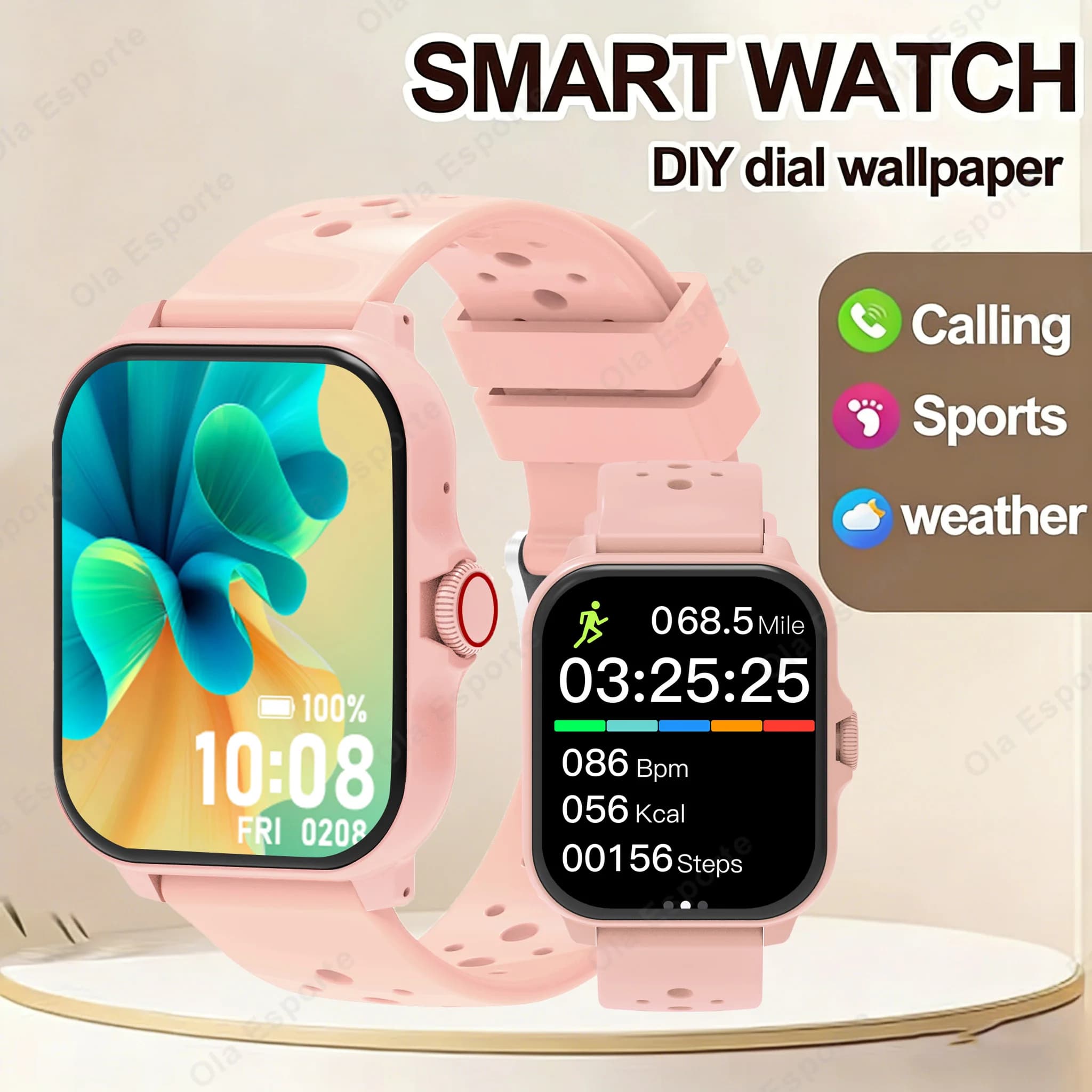 Smartwatch, chiamate wireless, varie promemoria APP, adatto per uomini e donne, orologi sportivi, per iPhone/Android NewHW12