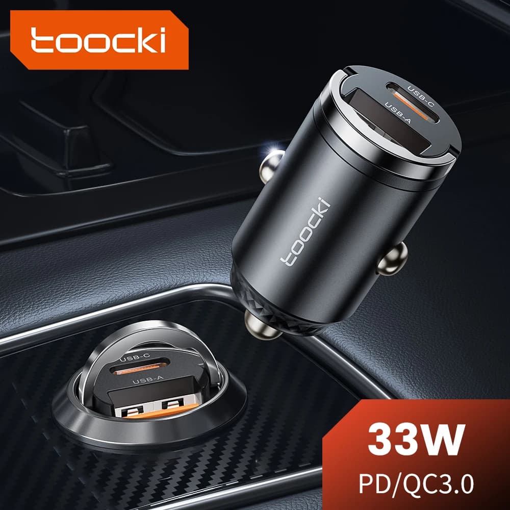 Caricabatteria da auto USB C Toocki 33W per Samsung S23 S22 S21 Xiaomi Huawei POCO QC PD caricabatteria da auto a ricarica rapida per serie iPhone