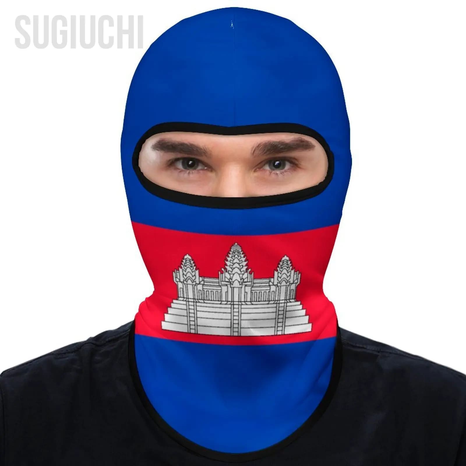 Cambodia Flag Outdoor Cool Sunscreen Motorcycle Face Mask Moto Biker Wind Cap Mask Stopper Windproof Bicycle Cycling Headgear