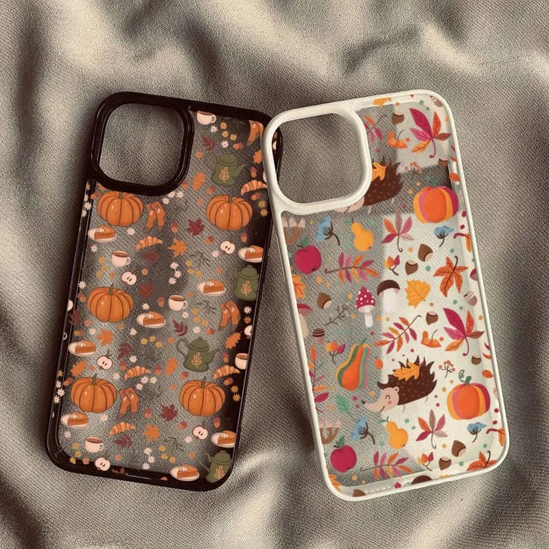 Pumpkin Autumn Leaves Phone Case for iPhone 16 17 15 14 13 12 11 Pro Max 16E 17Air X XR XS 7 8 Plus SE2 Anti-Fall Clear Cover