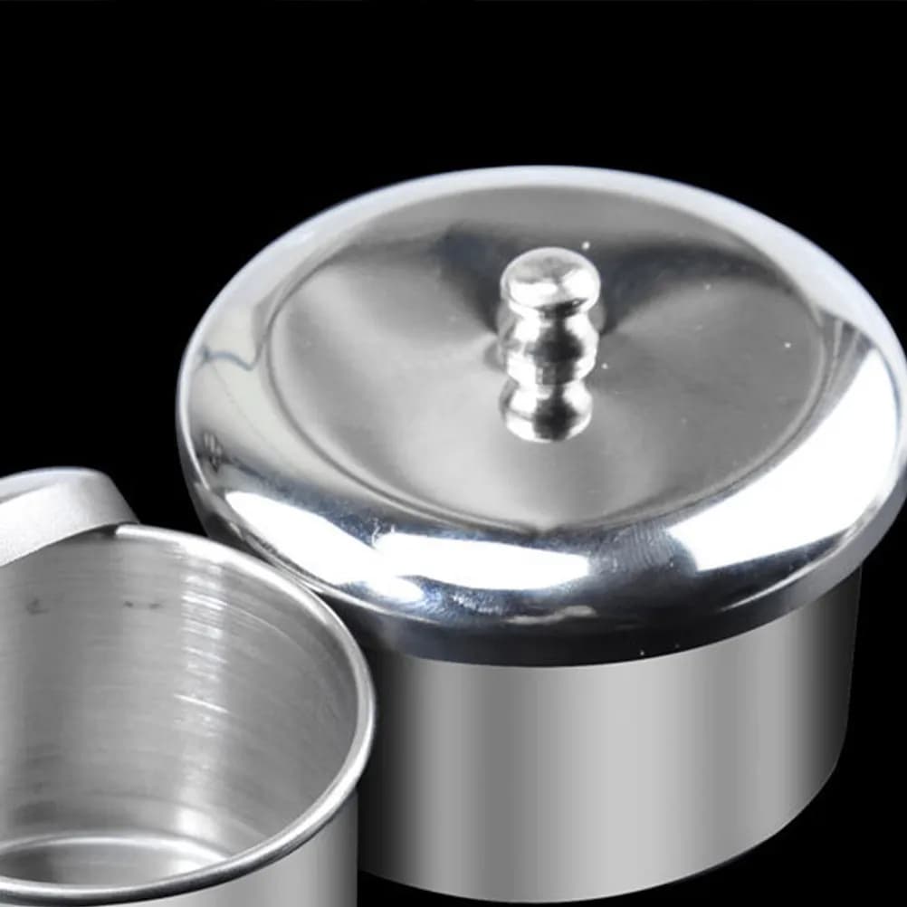 3Pcs Manicure Tool Set Stainless Steel Cups Lidded Powder Liquid Holders Nail Art Containers Manicure Storage Bowls