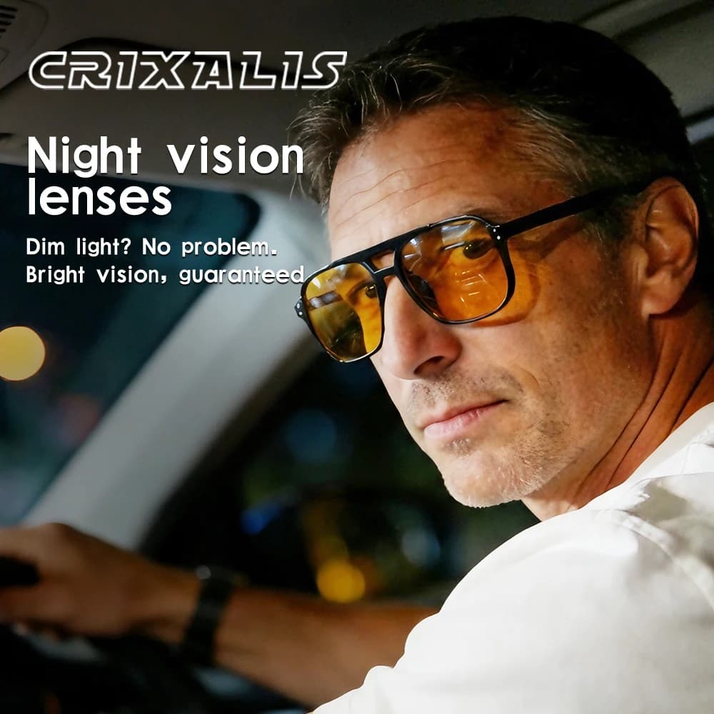 CRIXALIS Men’s Sunglasses Night Vision Day Night Driving Glasses Sunglasses for Men Women Fashion Outside Adult Eyewear UV400