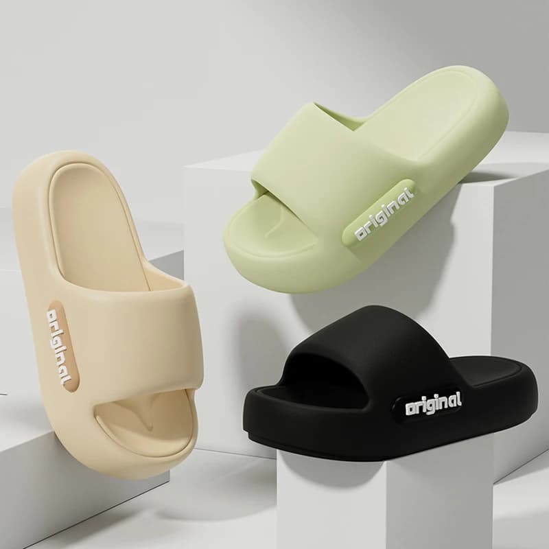 Ciabatte da casa e sandali da donna effetto nuvola, antiscivolo per bagno, spiaggia e esterno, infradito casual in gomma, scarpe piatte da uomo e donna per l'estate