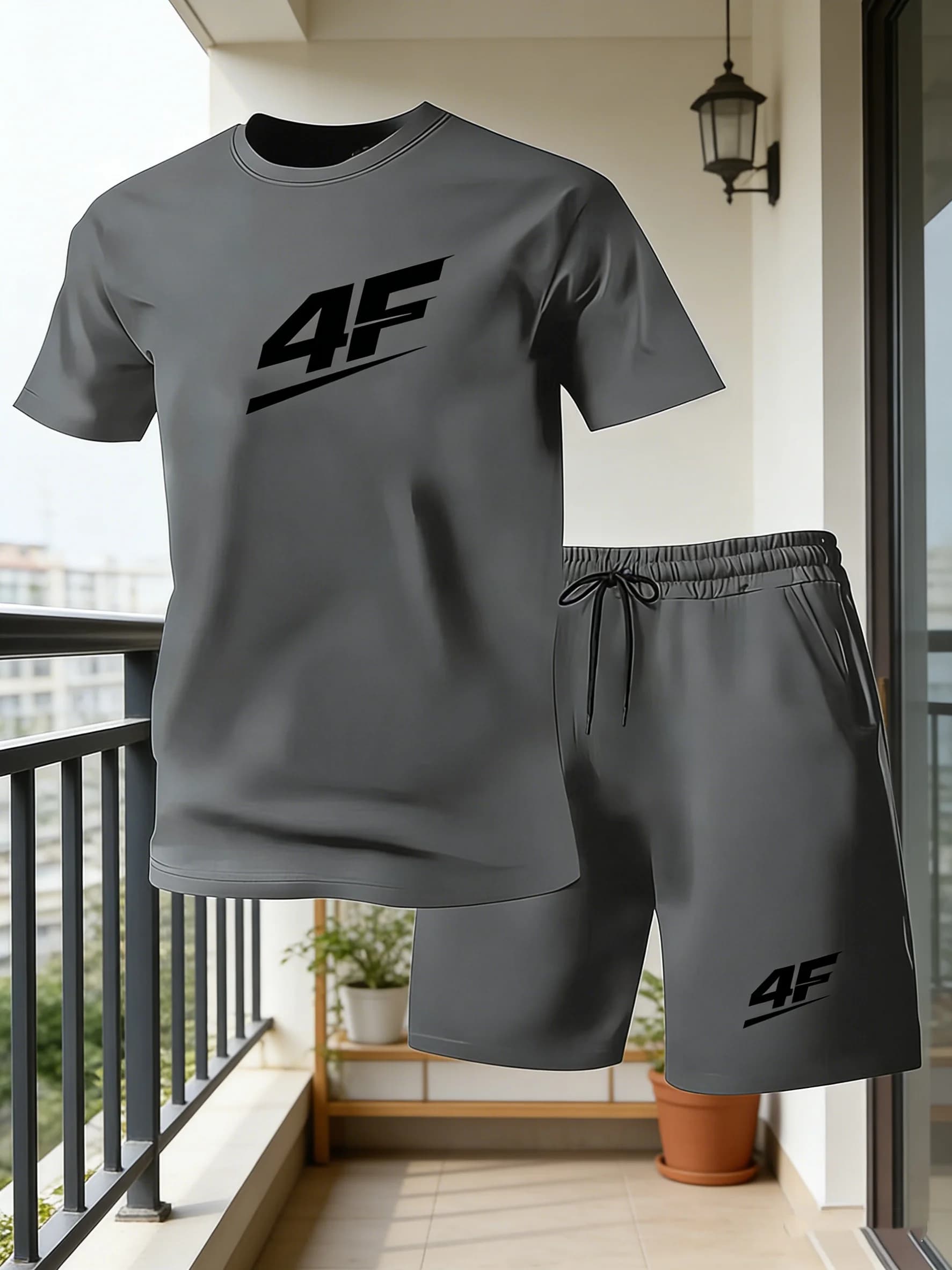 Men's Casual Dress: T-Shirts and Shorts, Set Two Pieces Comfortable fit, Sleeves Court Breathable, Sporty suit
