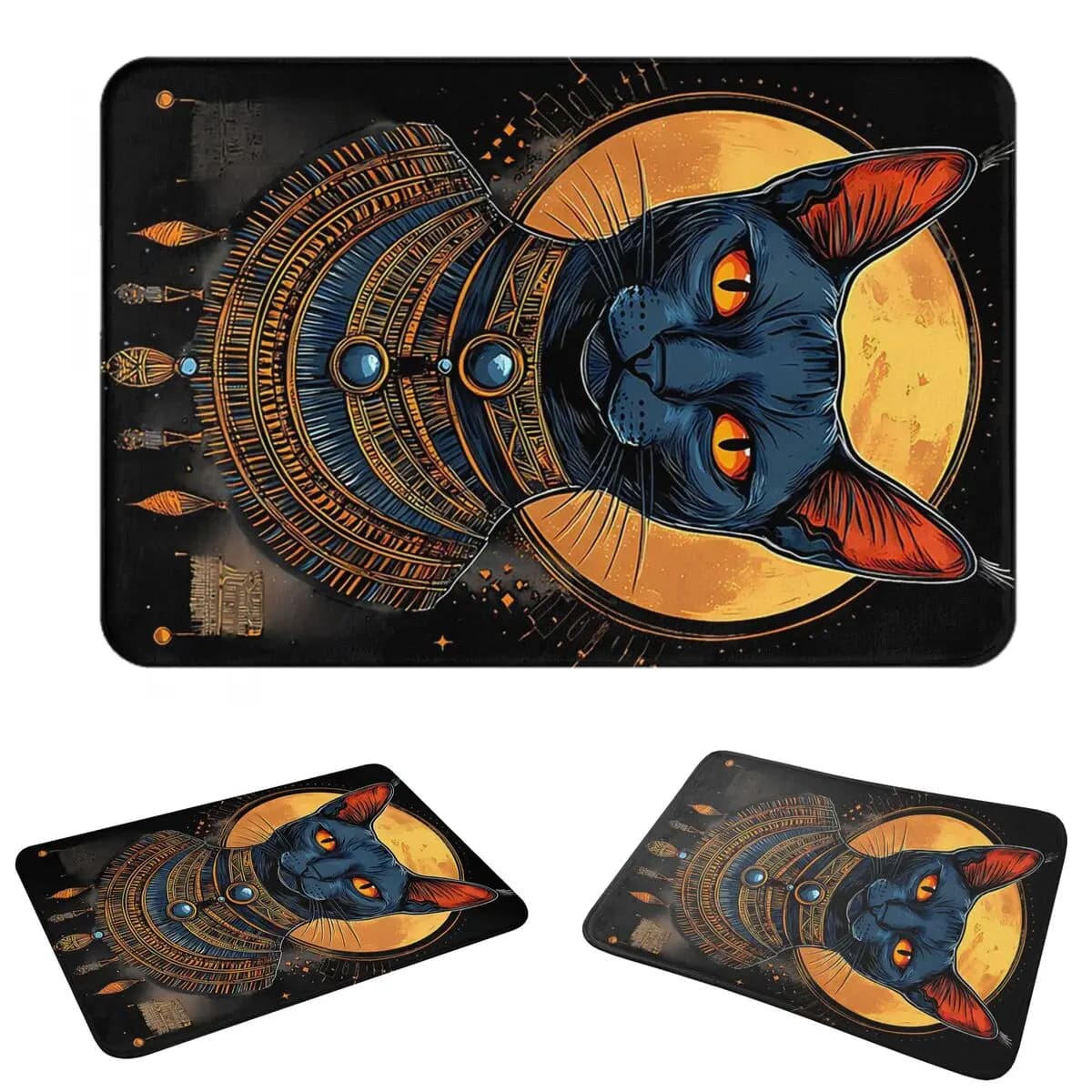 Egyptian God Ancient Egypt Bastet Cat Doormat Antiwear Carpet Rug Kitchen Entrance Home Floor Mat for Living room Footpad Mats