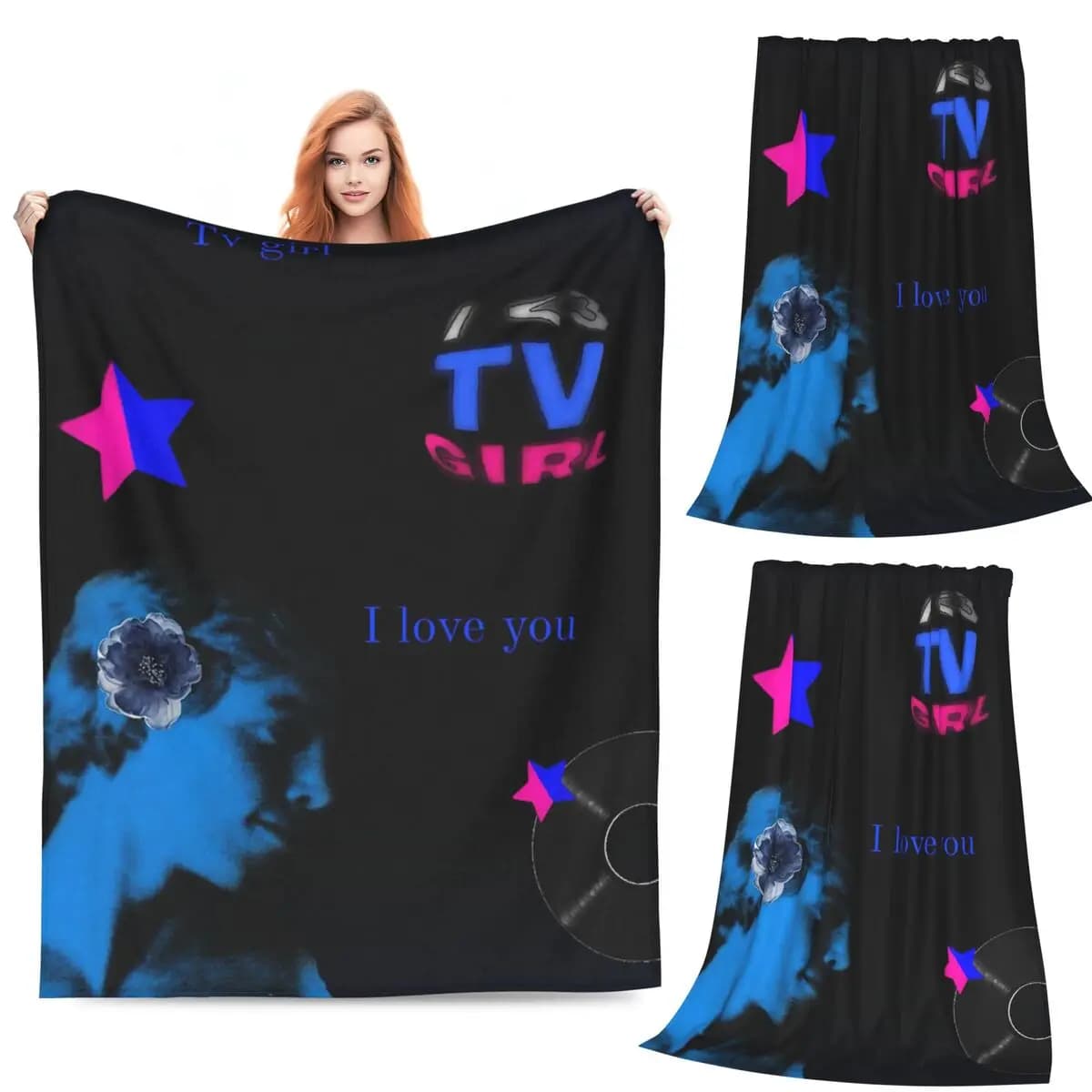 TV Girl Band Blanket Soft Warm Flannel Throw Blanket Plush for Bed Living room Picnic Travel Home Sofa