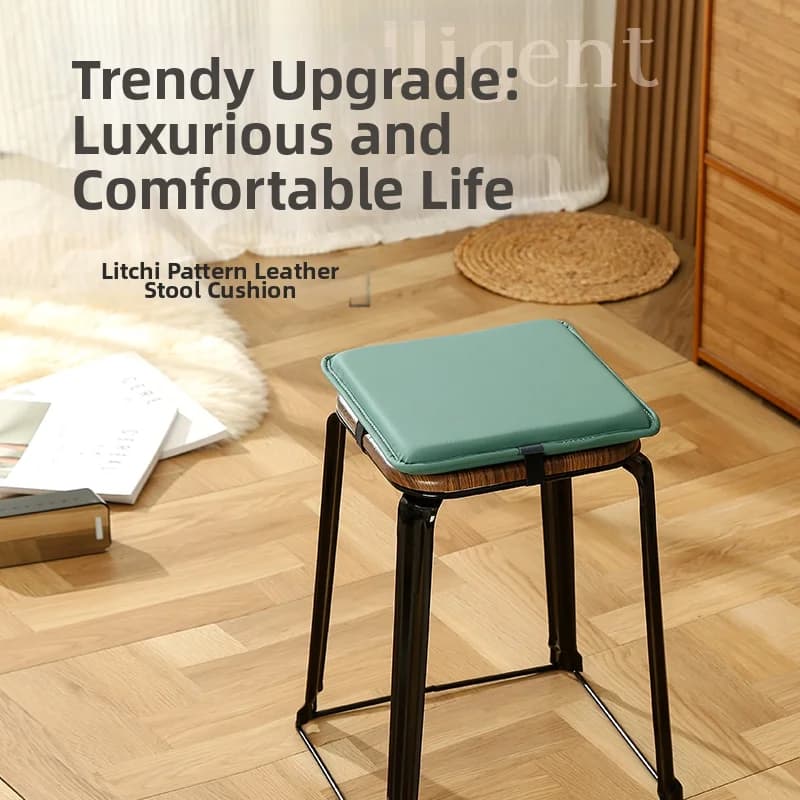 Luxury Double-Sided Leather Square Waterproof Non-Slip High-Elastic Sponge Seat Cushion Thickness 3cm Dining Office Chair Pad