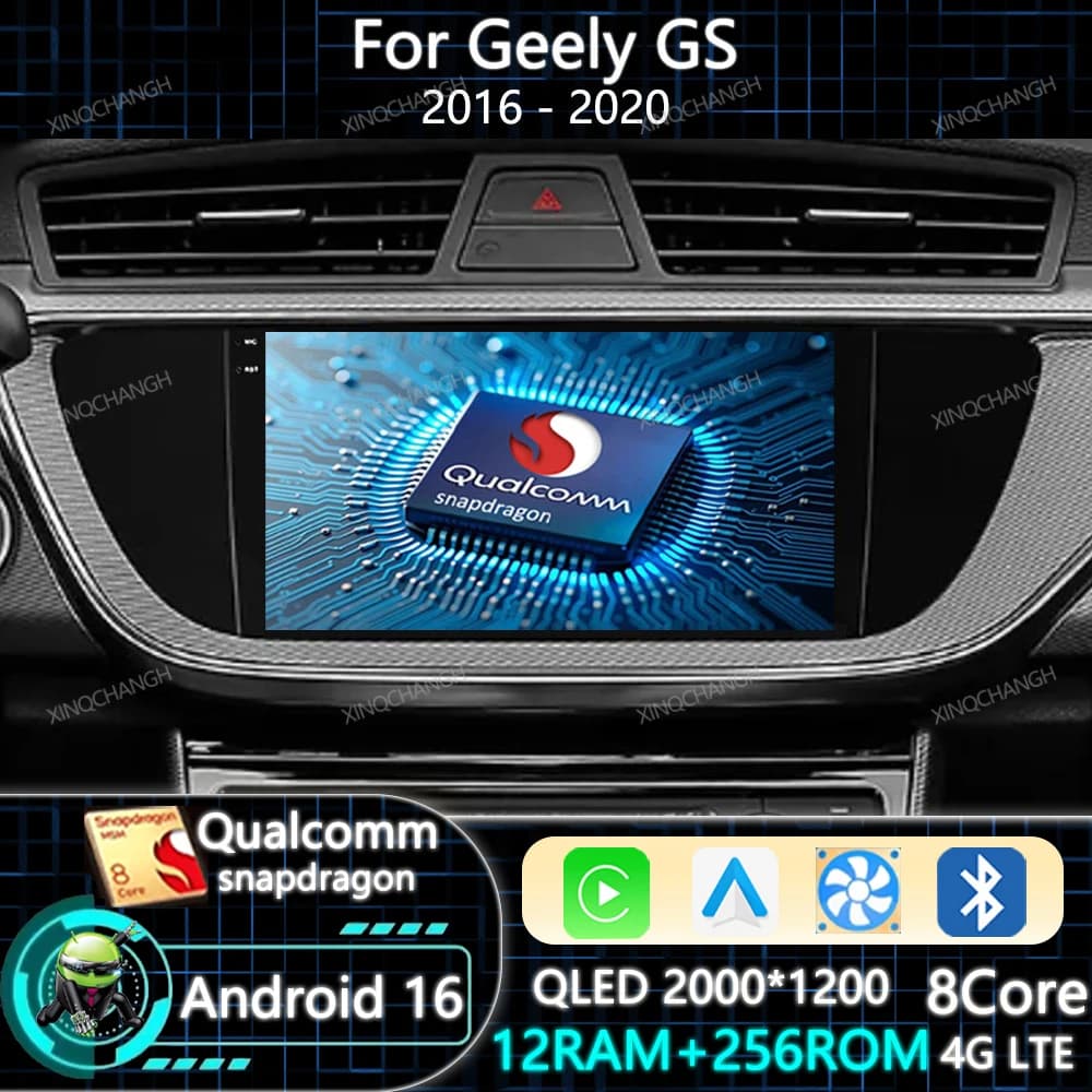 Android 16 Car Radio Carplay Auto For Geely GS 2016 - 2020 Emgrand EC7 1 2018 - 2020 Multimedia Video Player 4G LTE 5G WIFI BT