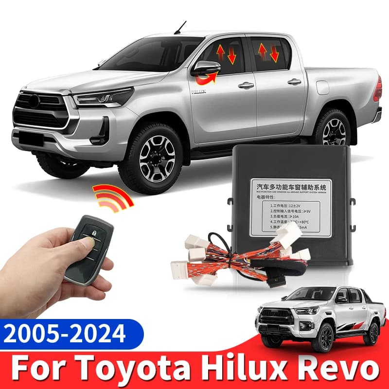 Modulo Chiusura Finestrini e Ripiegamento Specchietti Retrovisori 12V con Telecomando per Toyota Hilux Revo 2005-2024 - Accessori Migliorati