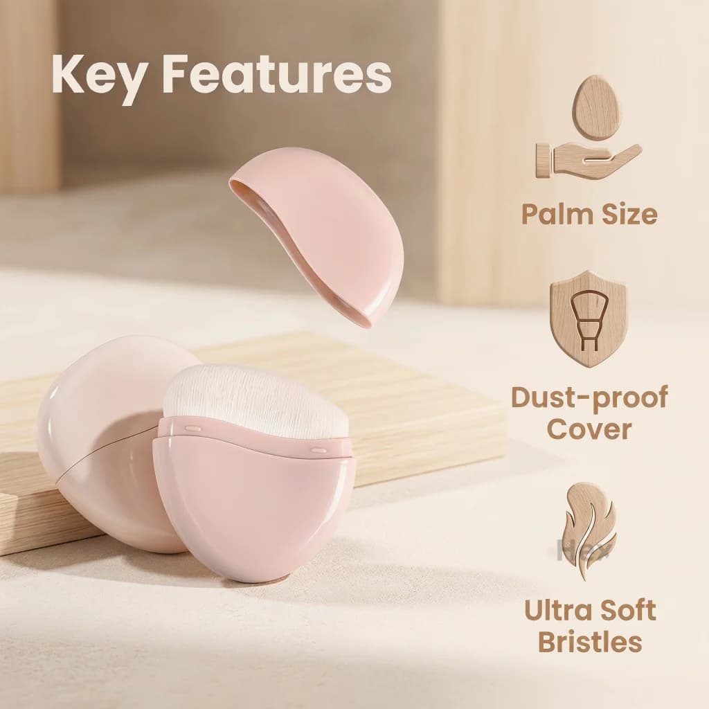 Mini pennello portatile per il trucco del viso, con cappuccio antipolvere e setole morbide, per fondotinta liquido e correttore.