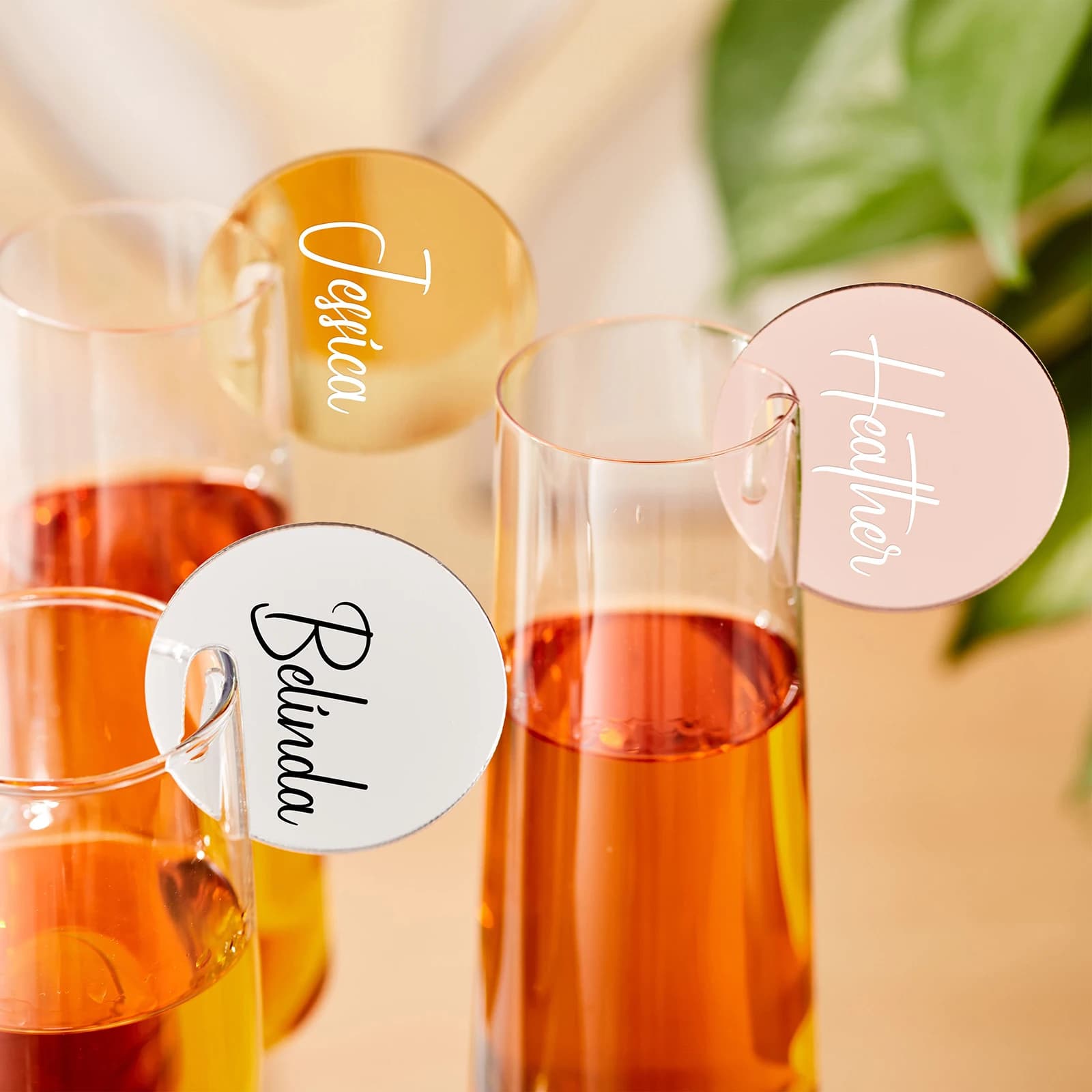 Vuoto rotondo acrilico bicchiere da vino Charms bevanda Tag Champagne Charm Cocktail Tag nomi di luoghi di nozze per etichetta di nozze pennarelli per bevande