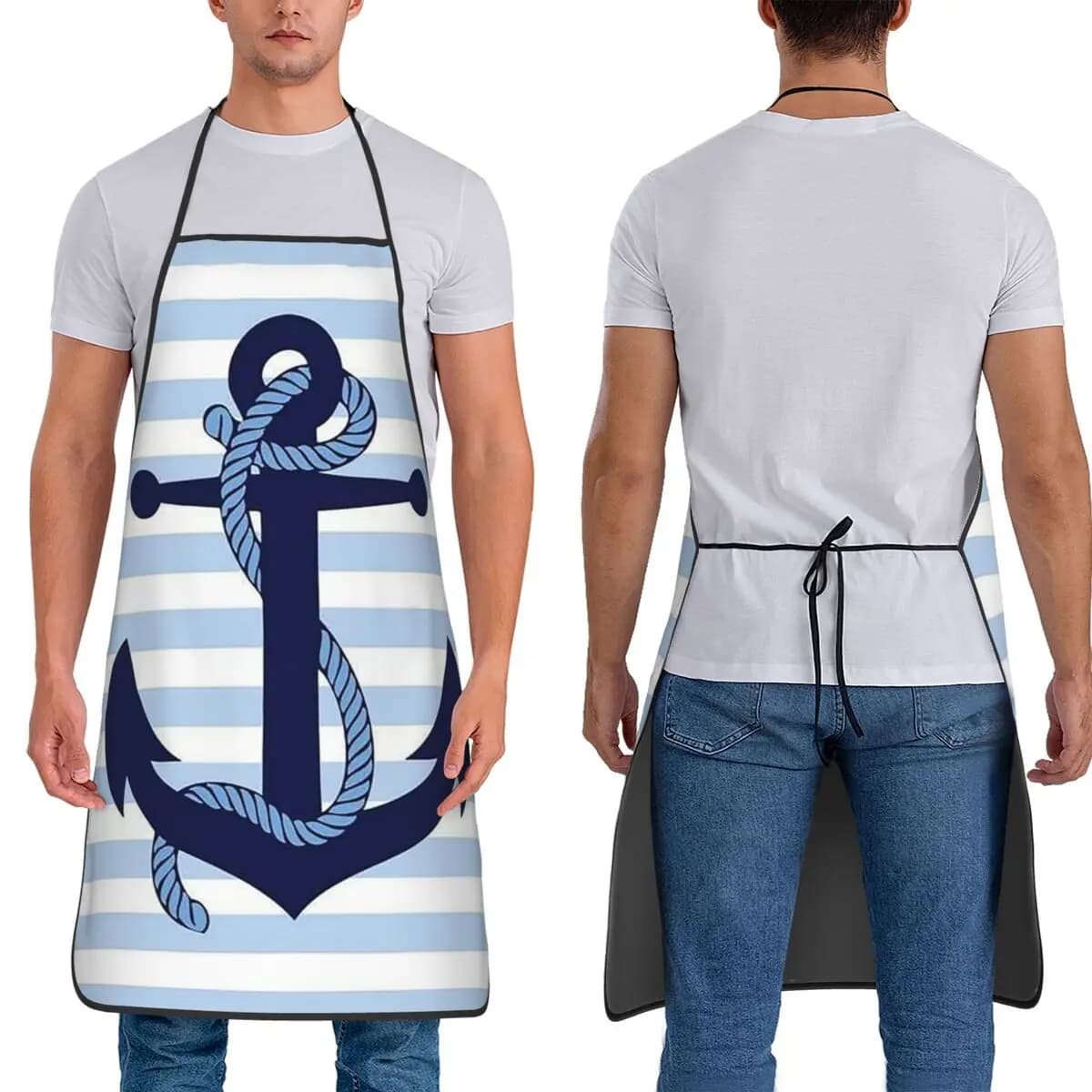 Nautical Anchor Boat Design Apron Chef Cooking Tablier Waterproof Bib Kitchen Cleaning Pinafore for Women Men Painting