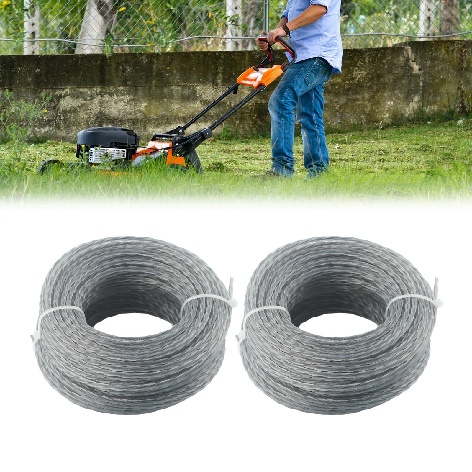 2 rolls 15M 2.0/3.0mm Trimmer Nylon wire Corda Nucleo reinforced Grass cutter Line 2.0- 3.0 mm X 15 m (30 m) Wire spool