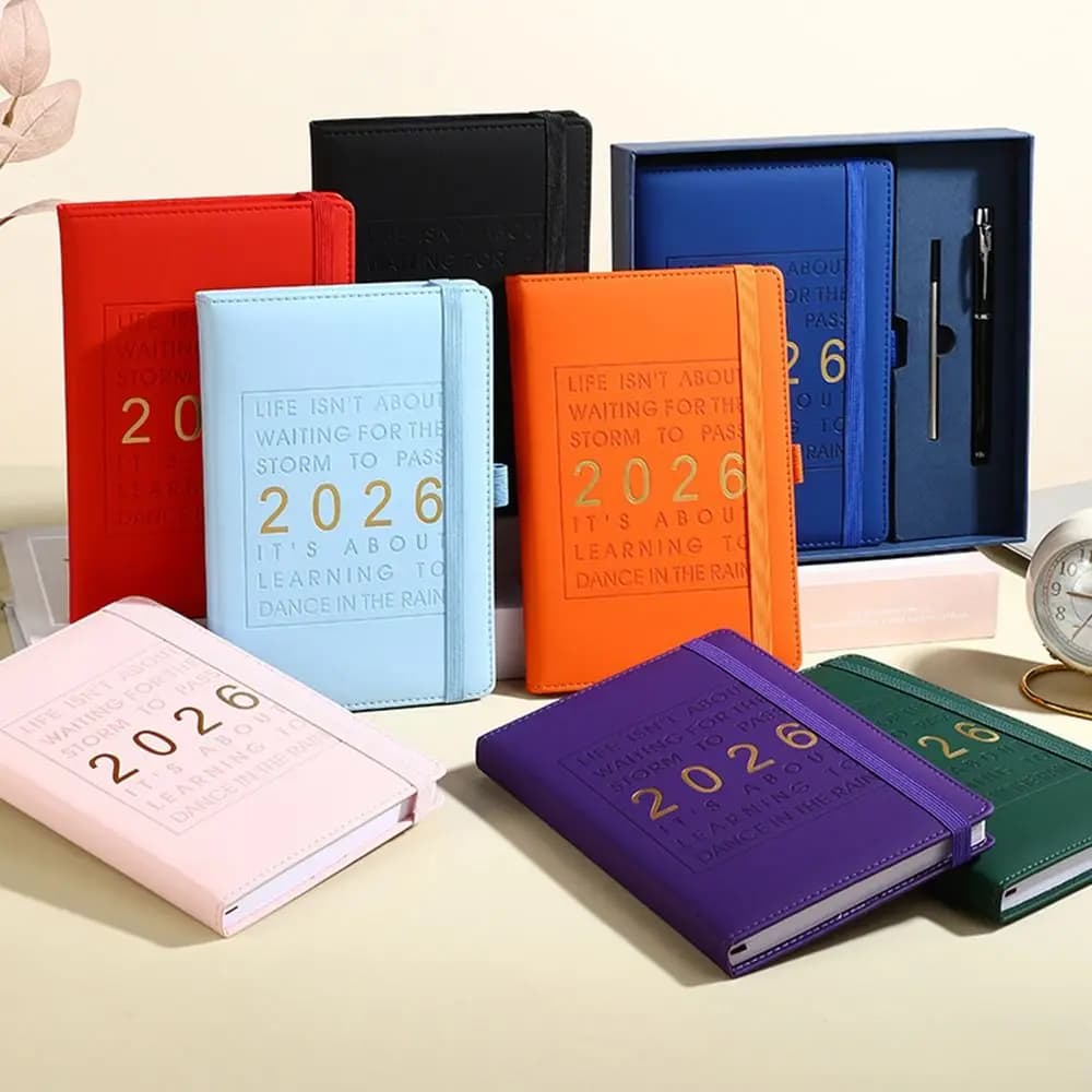 Inglese 2026 Agenda Planner Blocco note Segnalibro resistente all'usura Agenda A5 Notebook di pianificazione Carta spessa portatile