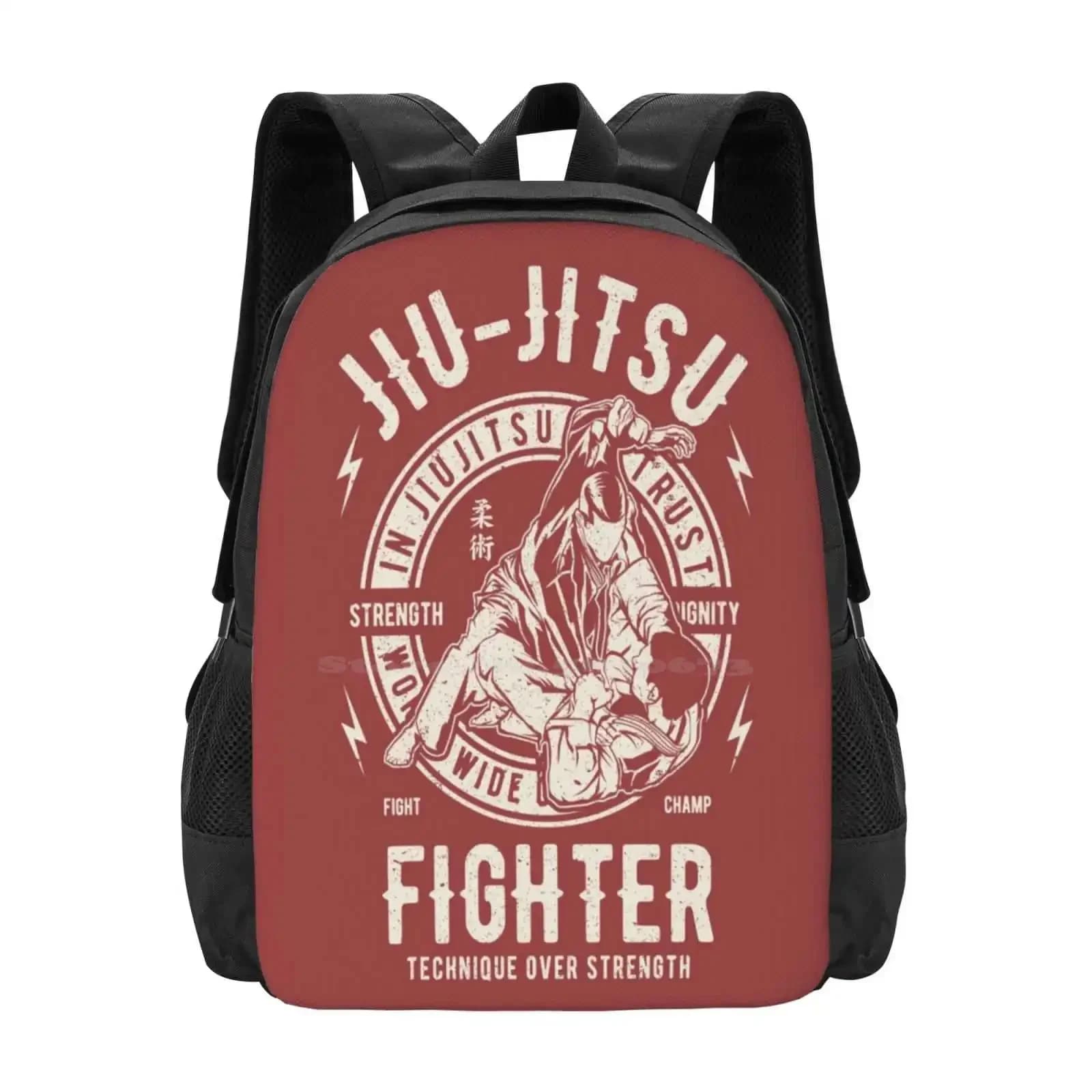 Bjj-Jiujitsu Fighter Backpack For Student School Laptop Travel Bag Bjj Fighter Gi Ground Fighting Brazilian Jiujitsu Gracie