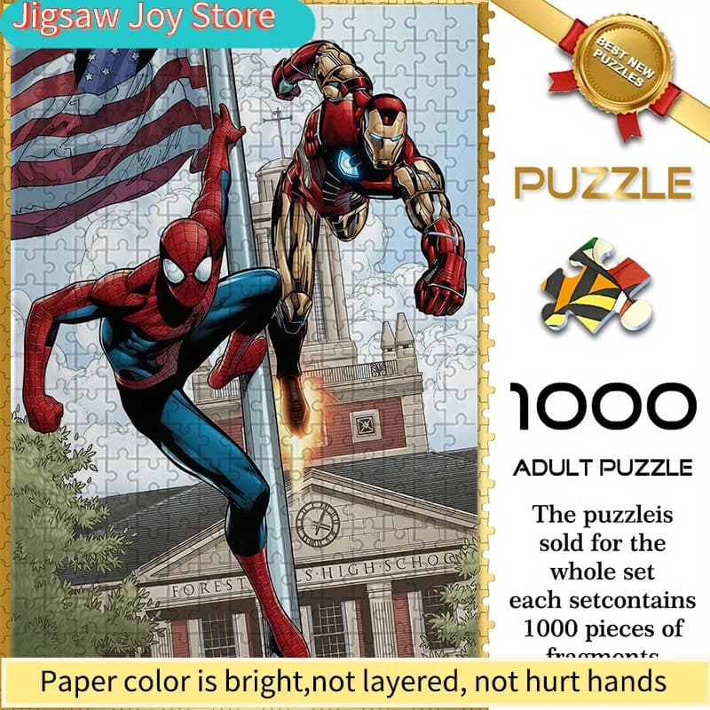 Puzzle senza cuciture a tema Marvel Z10.18-11, con Spider-Man e Iron Man in stessa scena - Puzzle spesso e resistente, un bel puzzle.