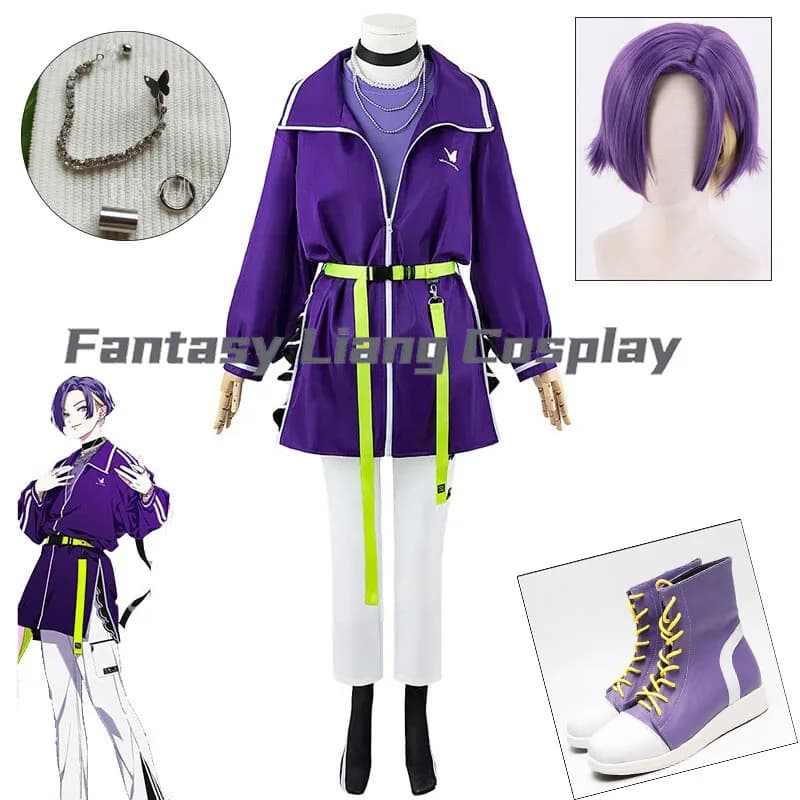 Paradox Live Kureha Aoi Costume Cosplay, Scarpe, Parrucca, Abbigliamento Hip Hop per Rapper, Idol Virtuale, Performance sul Palco, Festa di Halloween