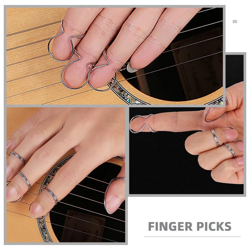 Set di 1 plettri in metallo leggeri per banjo, chitarra, mandolino, basso - Accessori musicali per dita, pollice e indice