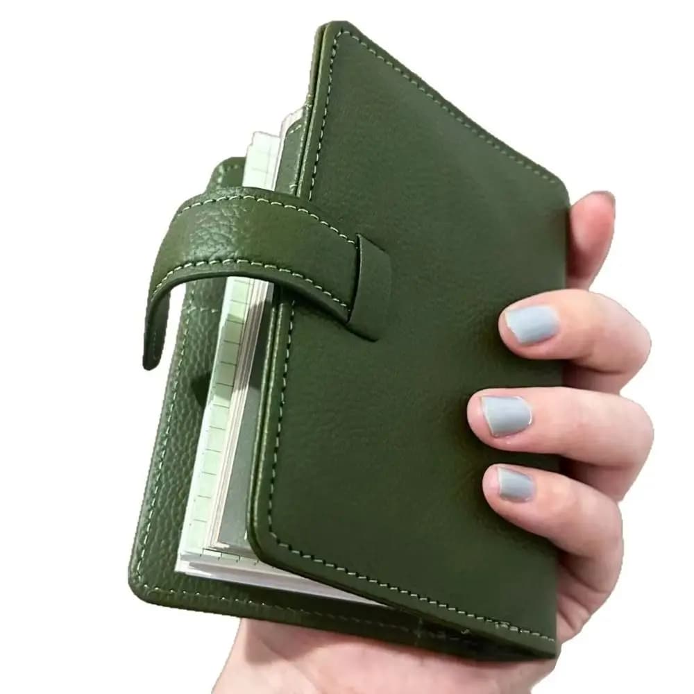 New M5 Green Leather Notebooks Portable Thickened Hand Ledgers Blank Inner Page Loose Leaf Notebook
