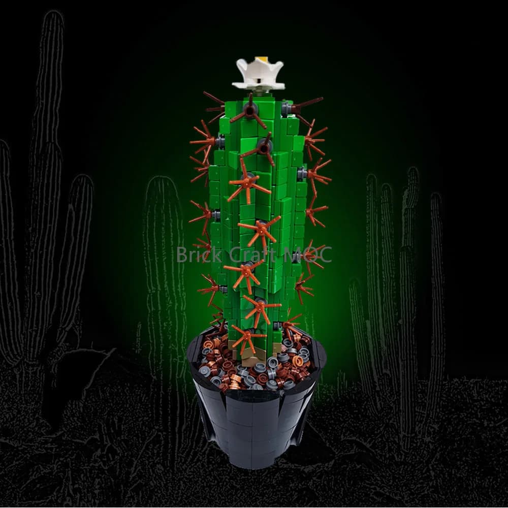 MOC-118883 Kit di Mattoncini per Cactus in Vaso Grande - Altezza 26cm, Perfetto per Decorazione Scrivania e Regalo per Amanti delle Piante