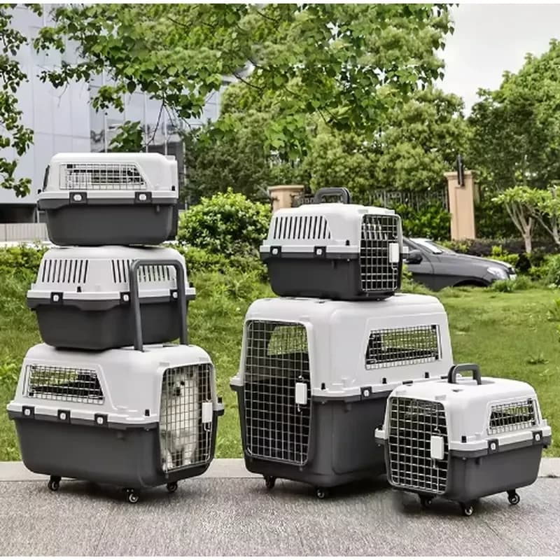 for Safe Double Door Cat Carrier Travel Case Super Large Space Pet Air Transport Box with Wheels