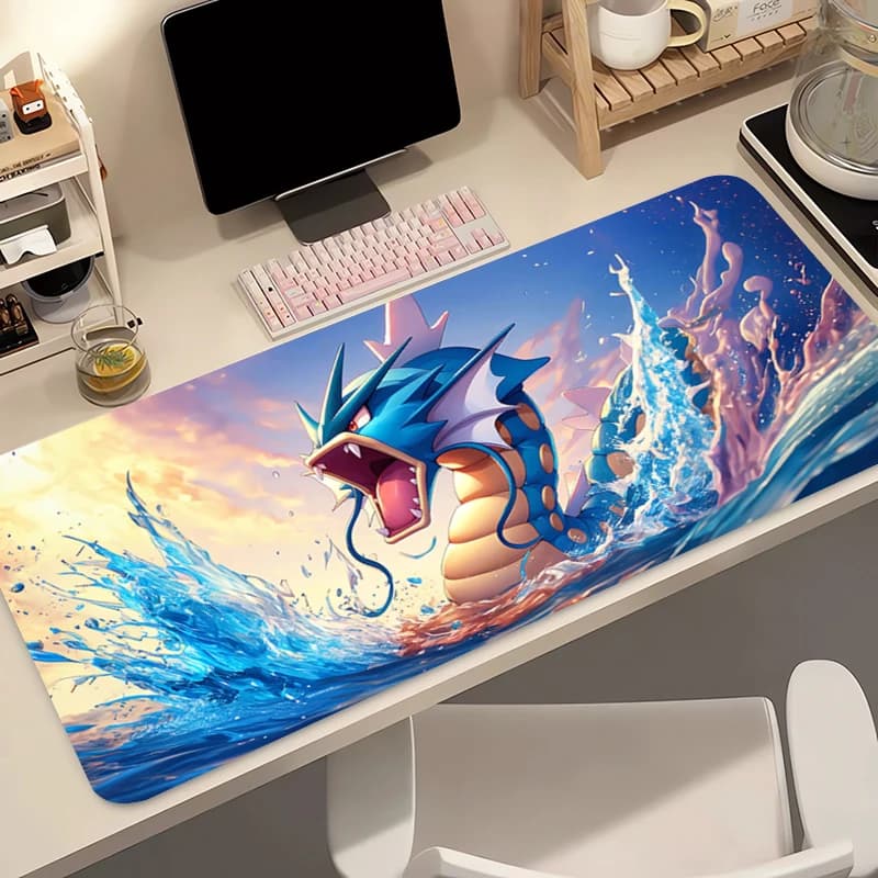 Mouse Mat Anime 90x40cm Pokemon Gyarados Game Accessories for Gamer Keyboard Mat Varmilo Rubber Computer Mat Mouse Mat