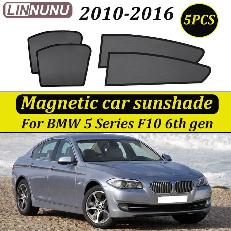 LINNUNU Per BMW Serie 5 F10 2010-2016 Tendina Parasole Magnetica per Auto, Protezione UV per Parabrezza e Finestrini Laterali