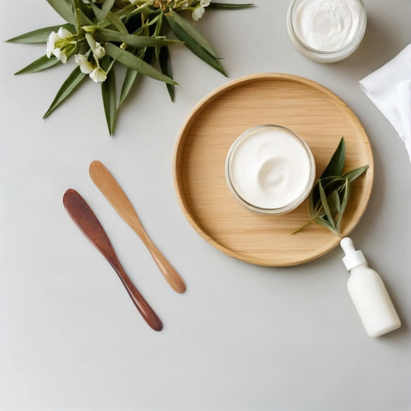 Set di 2 Spatole in Legno per Skincare, Naturali e Riutilizzabili, per Maschere Viso, Lozioni, Sieri, Miscelazione di Argilla, Ideali per Viaggi