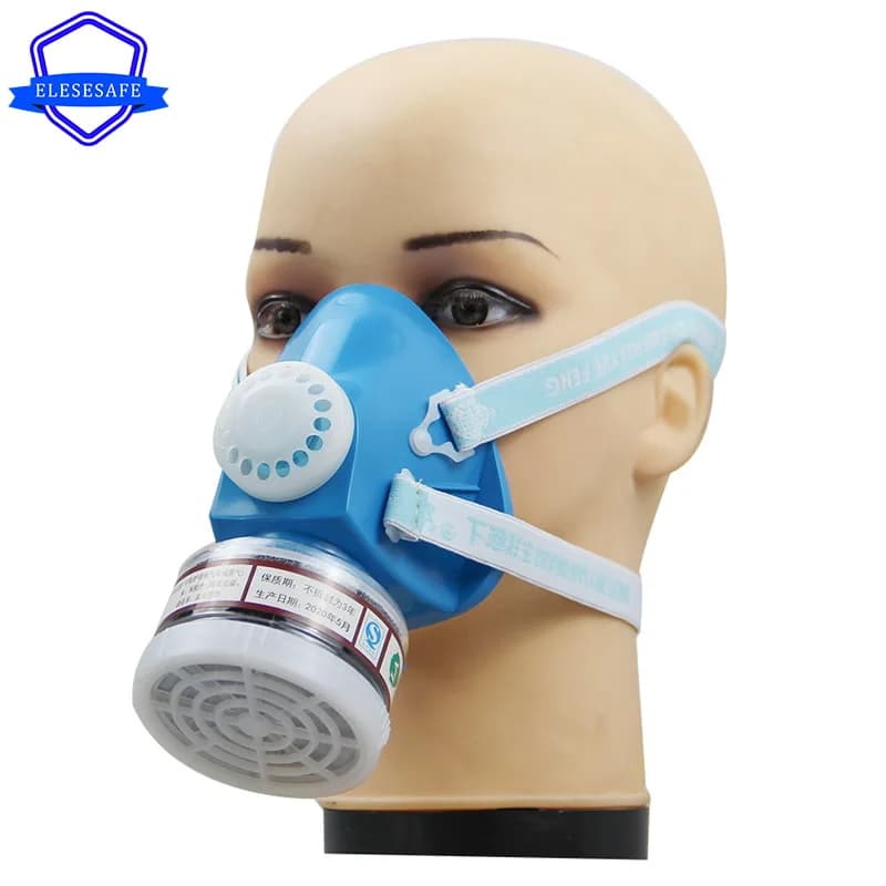 Maschera antigas a mezza faccia in gomma naturale Respiratore di sicurezza sul lavoro blu P-A-1 per la lucidatura Saldatura Spruzzo di pesticidi Protezione dal respiro