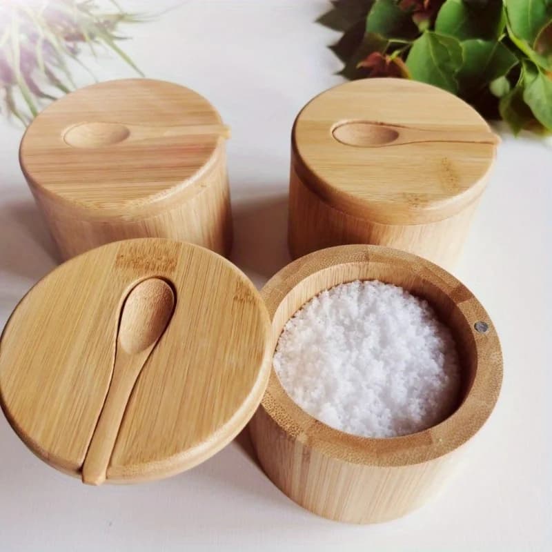 1 set scatola di sale in legno scatola di immagazzinaggio di spezie con coperchio cantina di sale creativa per cucina ristorante uso regalo perfetto per cucine domestiche