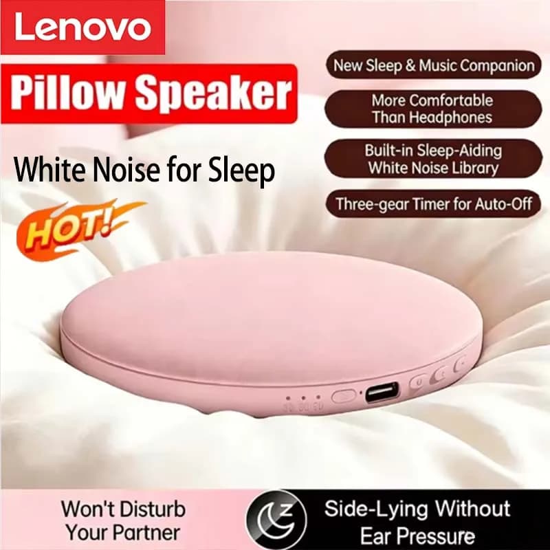 Lenovo Bluetooth Thin Pillow Sleep Speaker Portable Bedside Audio Device Long Standby Time Superb HiFi Sound With Timer Function