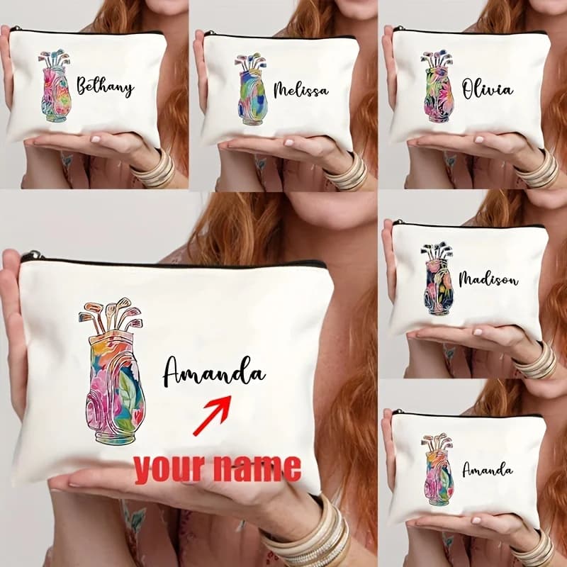 1 pz Borsa da viaggio personalizzata con motivo sportivo da golf, pochette cosmetica con cerniera, organizer per trucchi, regalo per feste