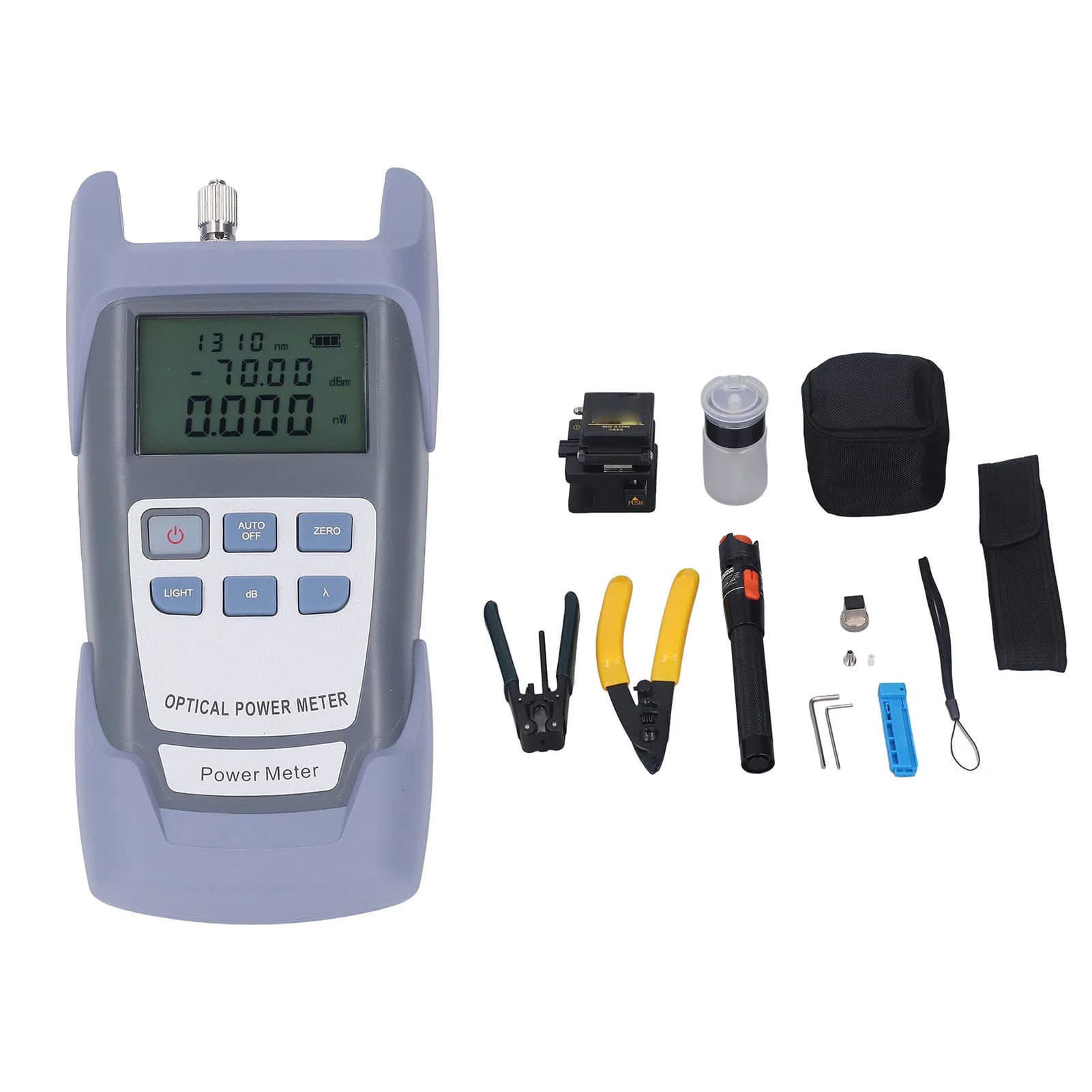Optical cable tester Optical power meter with FC SC adapter Wavelength tester set for optical cutter
