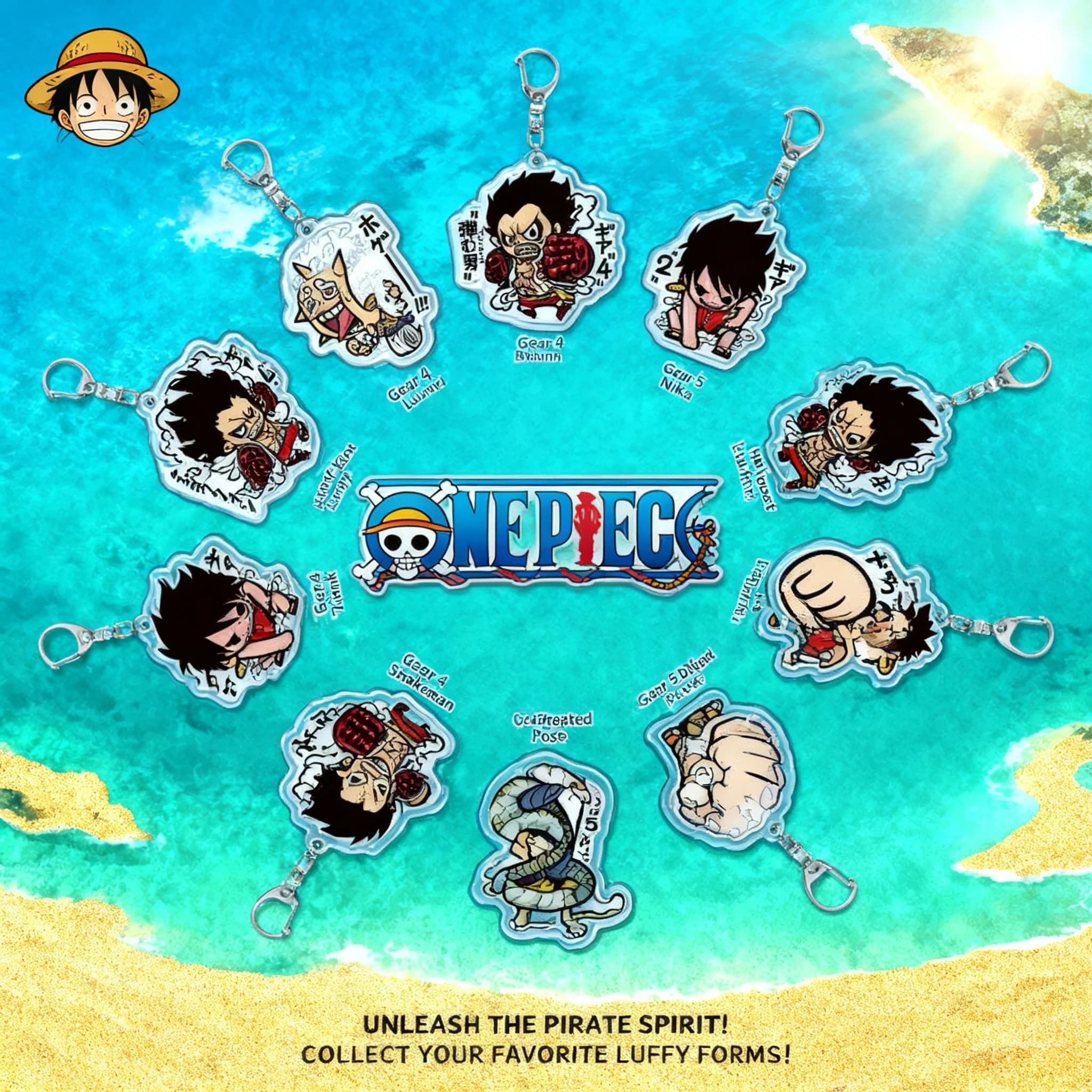 One Piece Anime Acrylic Keychain Luffy Roronoa Zoro Backpack Pendant Layered Design