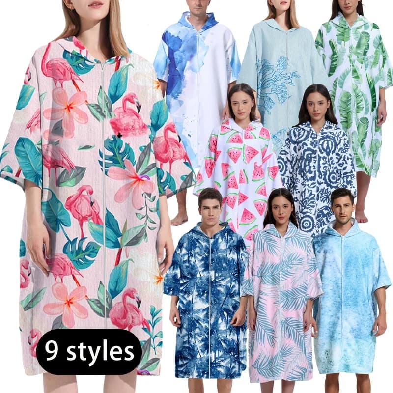1Hooded beach surfing towel | Water-absorbent and quick-drying，Polyester microfiber bathrobe，Suitable for Men and Women，Very sui