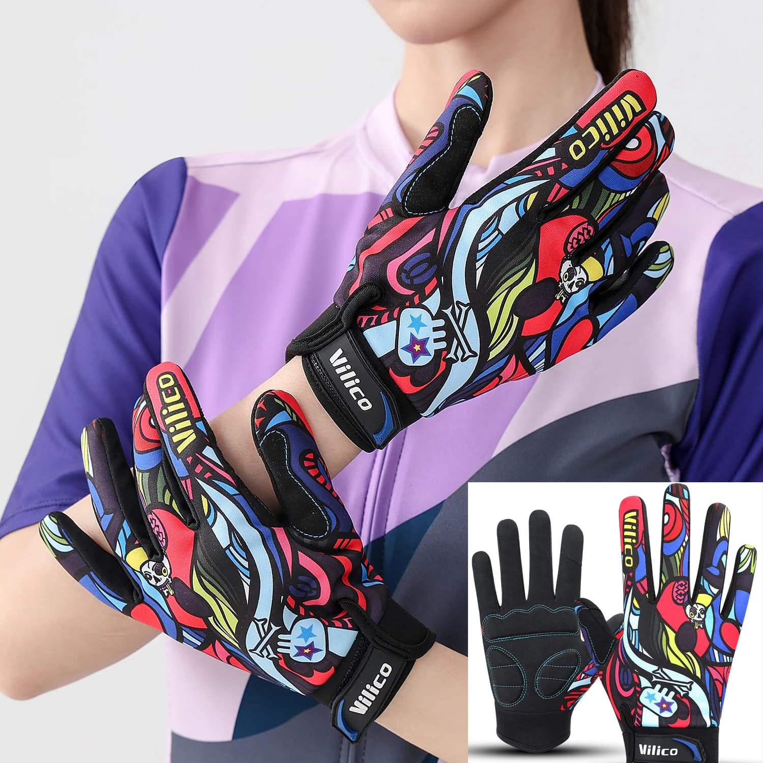 Guanti da equitazione Bici da strada Ammortizzanti Antiscivolo Touch screen resistente all'usura Guanti sportivi da mountain bike Guanti regalo di Halloween