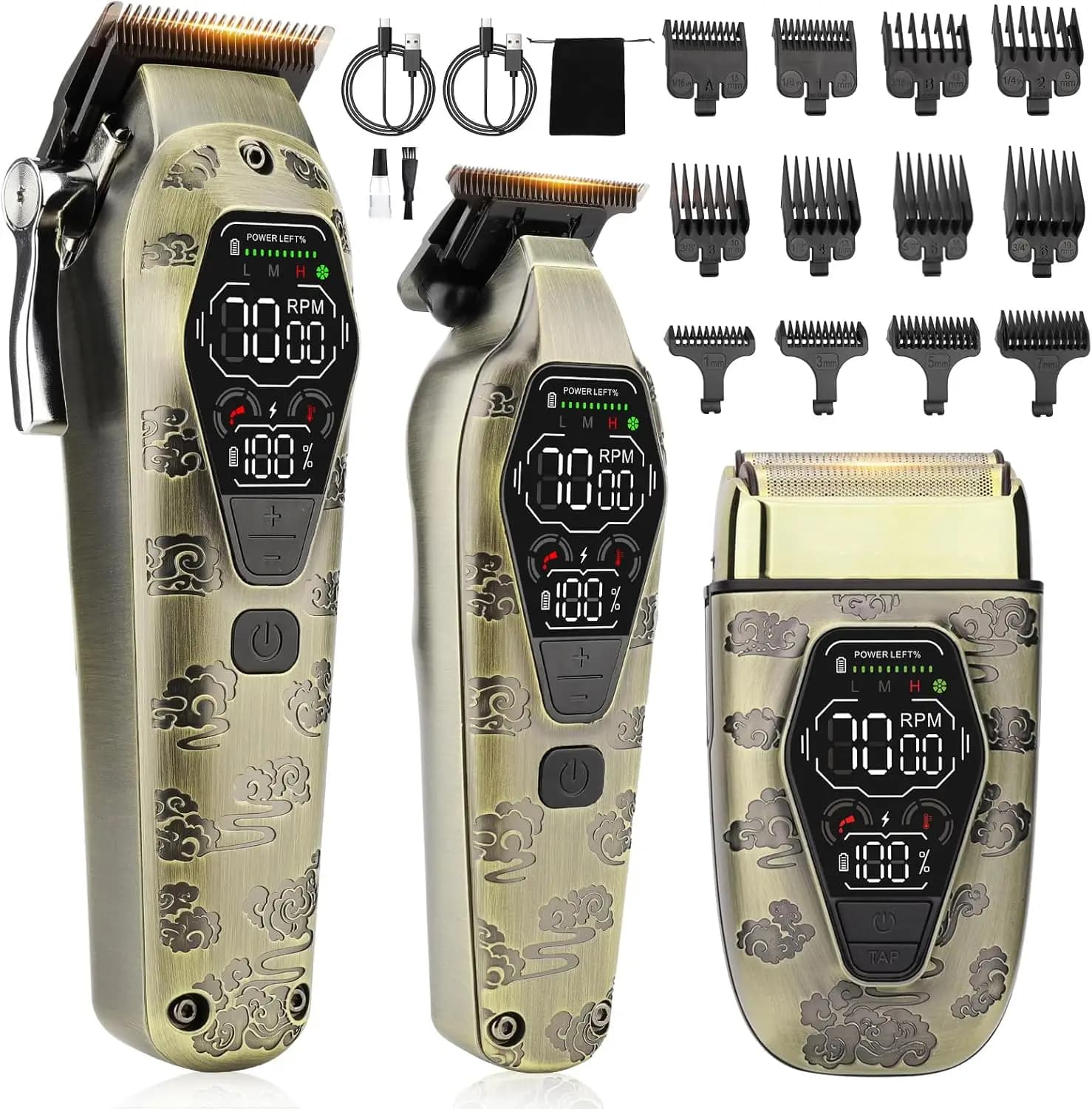 Professional Wireless Haircuts for Men, 3-in-1 Set with T-blade and Rulebarba