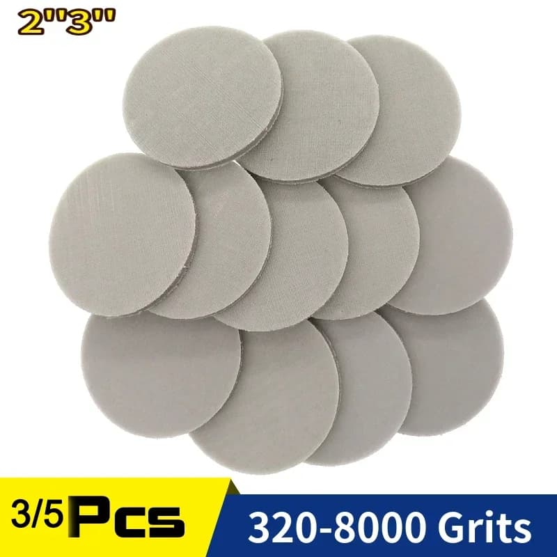 Carta vetrata in schiuma spugna 2/3 pollici 50/75mm disco abrasivo asciutto e bagnato 3/5 pezzi 320-8000 grana lucidatura tampone carta abrasiva gancio loop