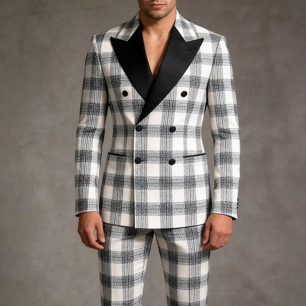 Completi Formali da Uomo 2 Pezzi Giacca e Pantaloni Abiti da Festa Blazer Doppiopetto Su Misura Abbigliamento Maschile Completi Personalizzati Costume