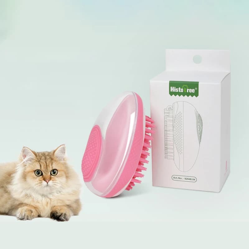 Spazzola da bagno professionale 2 in 1 per animali domestici Spazzola per capelli per gatti con massaggio delicato in silicone morbido con dispenser per shampoo Accessori per cani Casa