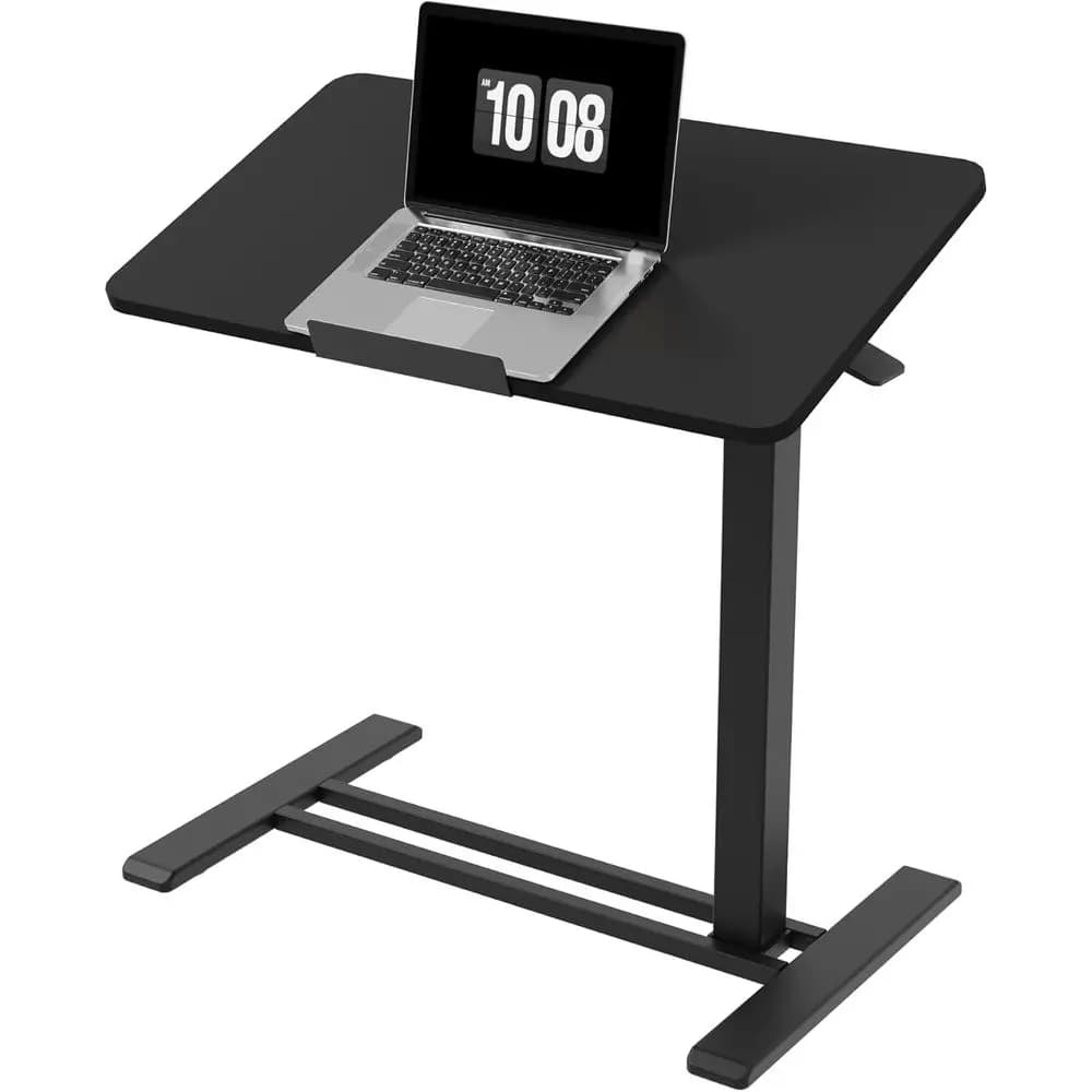 Scrivania mobile regolabile con ruote, 90 ° Carrello girevole e portatile per laptop, tavolo da letto (31,5 W x 17,7 D, nero)
