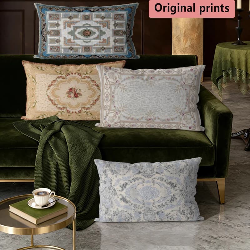 Vintage Floral Aubusson Pillow Covers Suitable For Sofa Bedroom Car Pillow Cover Cushion Rectangular Back Cushion