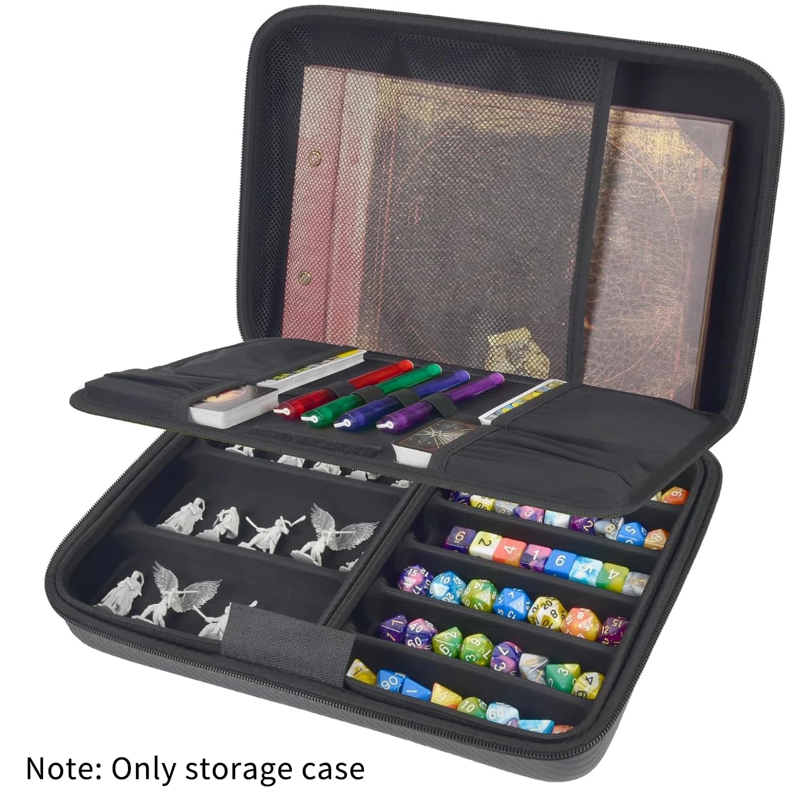 Vassoio per scatola da 35+ dadi, supporto per set di dadi DND, per D&D Dungeons and Dragons Dadi poliedrici a 7 fustelle, organizer per RPG