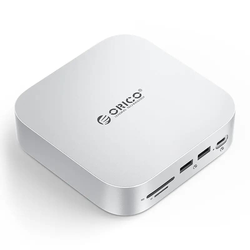 Docking station M.2 per Mac Mini M4 Hub con supporto in alluminio con USB-C/USB-A/SD-TF 3.0/Mic/Audio compatibile con Mac Mini M4