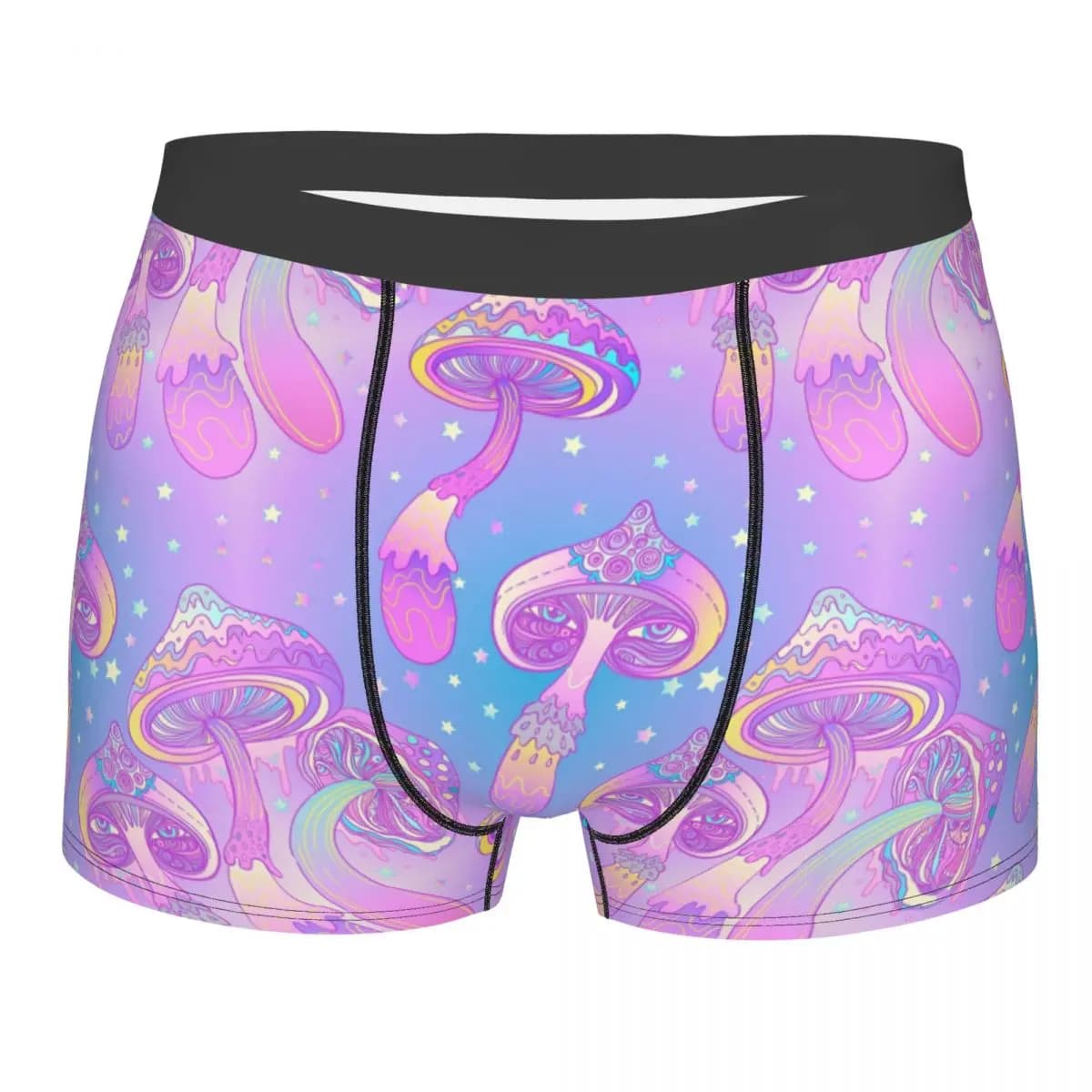 Boxer da uomo sexy con stampa di funghi magici, stile trippy, psichedelico, neon, pastello, goth, traspiranti