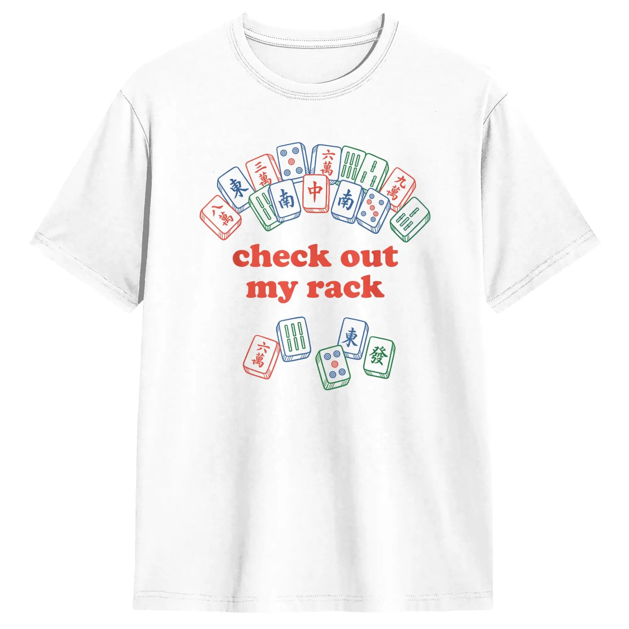 T-shirt Uomo Donna con Stampa 'Check Out My Rack' Divertente Gioco di Mahjong, Magliette Moda da Spiaggia Vintage 100% Cotone, Taglie Forti