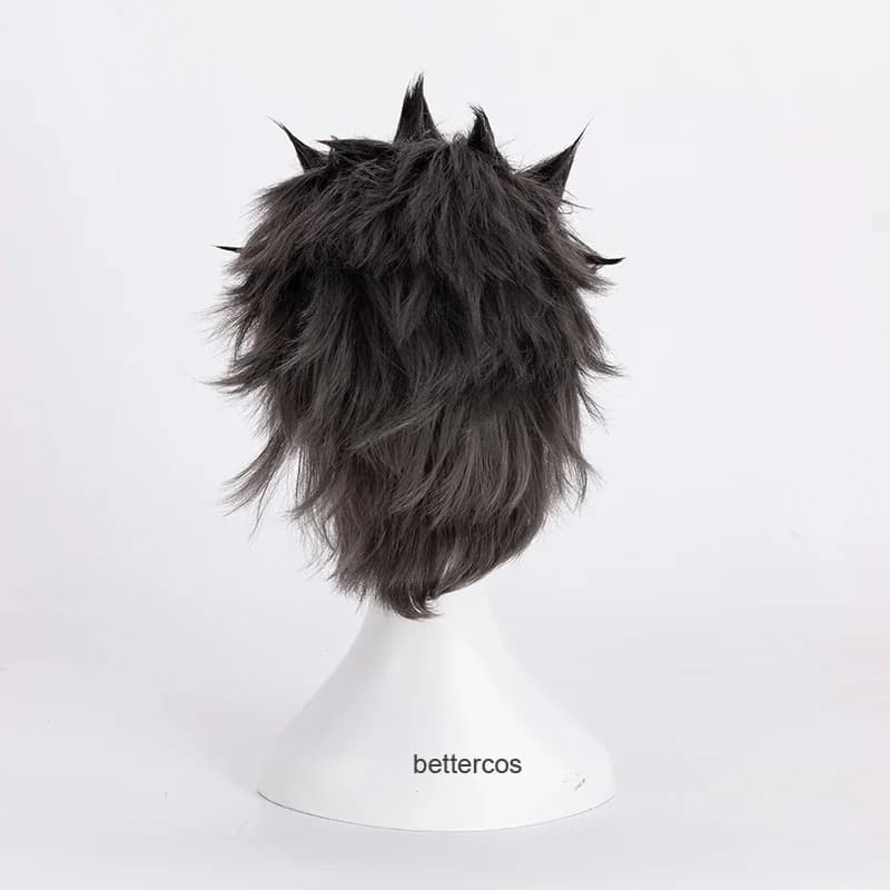 3,v;5'h\8/Re: Life in a Different World from Zero Natsuki Subaru Cosplay Wigs Short Black Grey Heat Resistant Syntheti7;j'9.g\2/